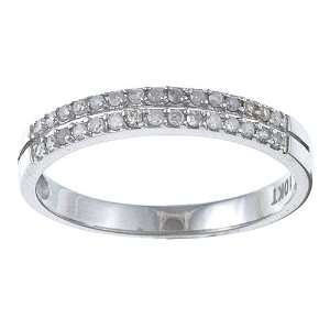    White Gold 1/3 TDW Two Row Pave Diamond Band (G H, I1 I2) Jewelry
