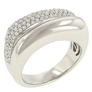    Pave Diamond & Plain Polished Square Shaped Ring .70ct: Jewelry