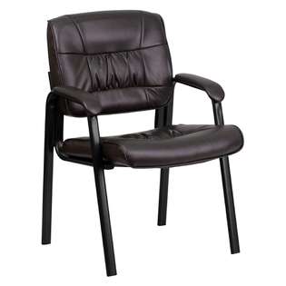 Flash Furniture Brown Leather Guest and Reception Chair with Black 