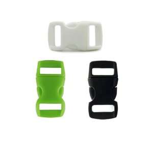 Mix of 150 Black, White, Green 3/8 Buckles (50 each) , Contoured Side 