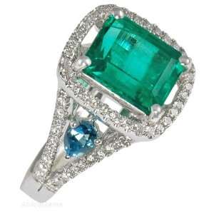 Unique Color Combo of Emerald & Blue Topaz Accents with Pave Diamonds 