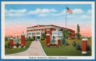 Mudcura Sanitarium, Shakopee, Minnesota   Linen Postcard  