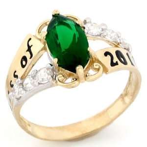    14k Gold May Birthstone Class of 2012 Graduation Ring Jewelry