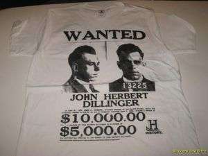 Small Graphic Tee Tshirt White John Herbert Dillinger History Shirt 