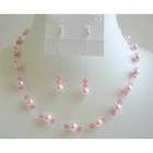   Rose Pink Pearls w/ Rose Pink Crystals Bridemaides Wedding Jewelry Set