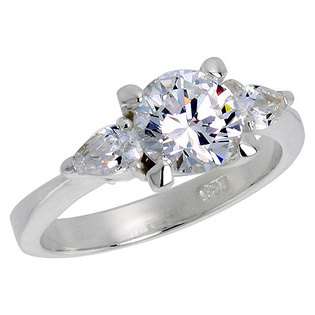   25 Carat Size Brilliant Cut Cubic Zircon Bridal Ring 