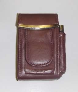   Genuine Leather Hard Cigarette Case Flip Top   BURGUNDY/WINE  