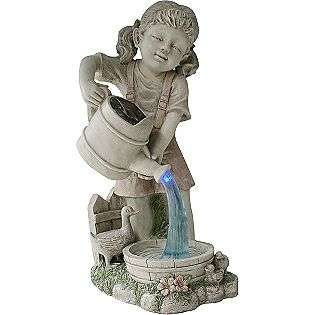 Girl With Watering Can Solar Statue  Outdoor Living Outdoor Decor Lawn 