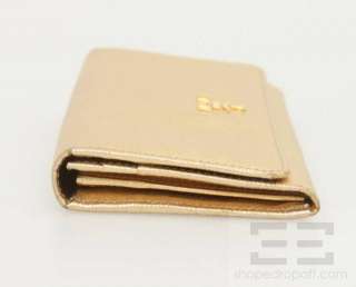 Prada Gold Metallic Saffiano Leather Long Wallet  