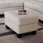 ByRelax Contemporary Tufted Cream Bonded Leather Coffee Table Ottoman