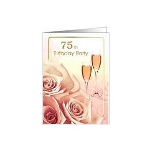  75th Birthday Party Invitation. Pink Roses Card Toys 