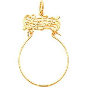  14K Gold Music Notes Charm Holder Jewelry