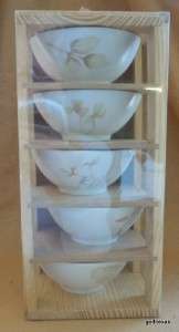 Set of 5 Salad / Tea Bowls in Wood Crate 13 Oriental  