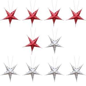  Small Twinkle Christmas Paper Stars Set Of 10 Pieces For 