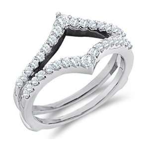  Diamond Engagement Ring Guard 14k White Gold Wedding Band 