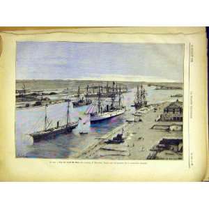 Egypt Suez Canal Africa Port Said Ships Print 1882 