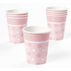  Pink Polka Dot Cups   Tableware & Party Cups: Toys & Games