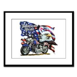  Large Framed Print American Pride US Flag Motorcycle and 
