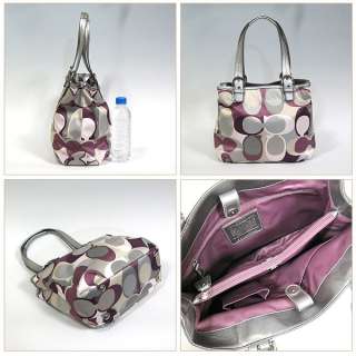 Coach 17407 Soho Scarf Print Tote Bag Purse Sateen Purple Silver NWT 