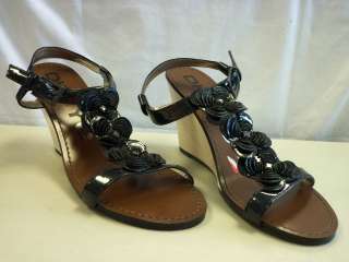 DKNYC DKNY New Womens Black Wedge Sandals 9.5 M Shoes  