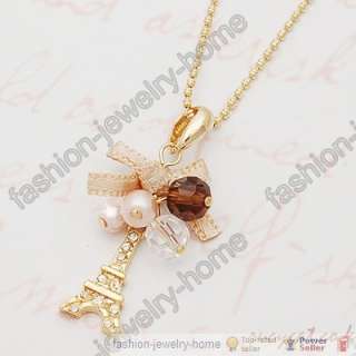 White Colour Pearl Gold Plated Tower Chain Necklace  