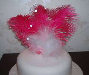 HOT PINK OSTRICH FEATHER HANDMADE CAKE TOPPER  