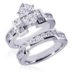  Shaped Diamond Wedding Rings Channel Set CUT:EXCELLENT 14K VS1 G GIA