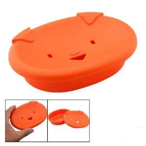  Plastic Orange Soap Case W Piggy Face Shape Design Holder 