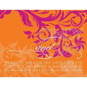  Fancy Swirls Orange & Flirt Save the Date Cards