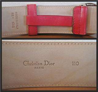 Authentic CHRISTIAN DIOR Initiales Logo Pink Italian leather 1.5W 