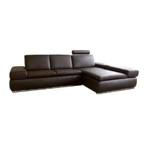  Wholesale Interiors Brown Leather Sectional Sofa w/ Chaise 