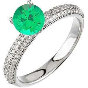   Genuine Emerald set in Pave Diamond Ring for SALE(5,Platinum) Jewelry