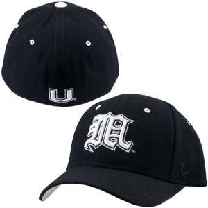 Zephyr Miami Hurricanes Black Old English M Logo Fitted Hat:  