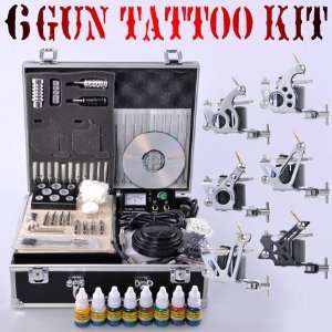  Tattoo Kit 6 Gun 12 Coil Analog Power Supply   Mythos 