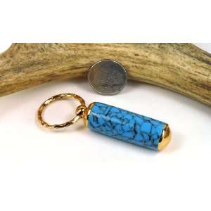  Southwest Blue Acrylic Pill Case With a Gold Finish 