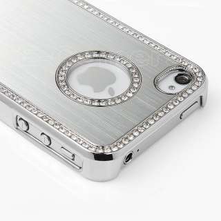 Silver Luxury Bling Diamond Rhinestone Aluminium Case Cover For iPhone 