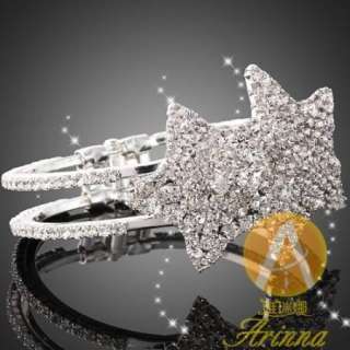 ARINNA Swarovski Crystal Double Stars Cuff Bracelet  