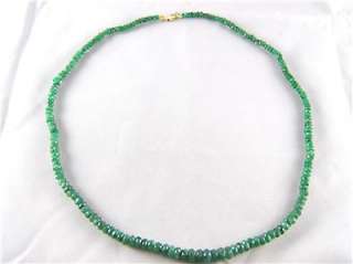 Emerald Beaded Necklace 42ct 14k Yellow Gold 18 inch  