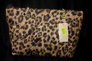 NWT MICHAEL KORS JET SET EAST WEST LARGE TOTE CHAIN ITEM LEOPARD BROWN 