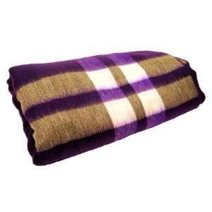   Purple Striped Alpaca Fiber Reversible Throw Blanket