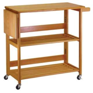 New Winsome Foldable Kitchen Cart w/ Shelves Light Oak  