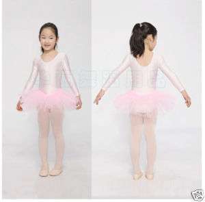 Girls Pink Long sleeved ballet leotard & tutu Size 7 8  