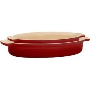   : Le Creuset Stoneware Cherry Oval Baker Set 2 pc.: Kitchen & Dining