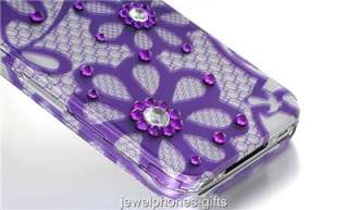 For iPhone 4/4S (Apple) Purple Daisy Lace Spot Diamond Design Hard 