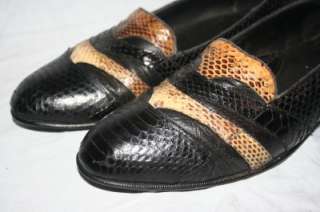 70s Vintage STACY ADAMS Snake Skin PIMP LOAFERS 2 TONE shoes 9 9.5 