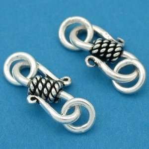  2 St. Silver Small Bali S Hook Clasps w/ Rings 15mm