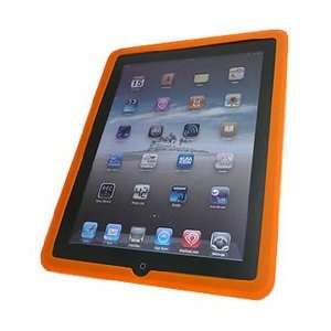 Silicone Skin Orange Case for Apple iPad + Stereo Earphones + Screen 
