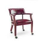   Series Guest Arm Chair w/Casters, Mahogany Finish/Oxblood Vinyl