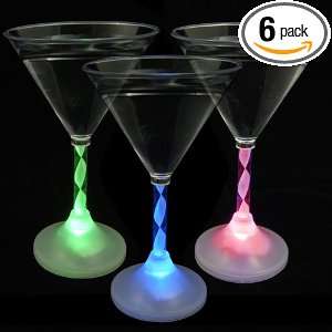  LED Light Up Flashing Martini Glasses, Set of 6 Health 