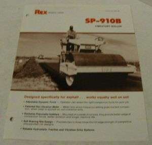 Rex Works 1989 SP 910B Vibratory Roller Brochure  